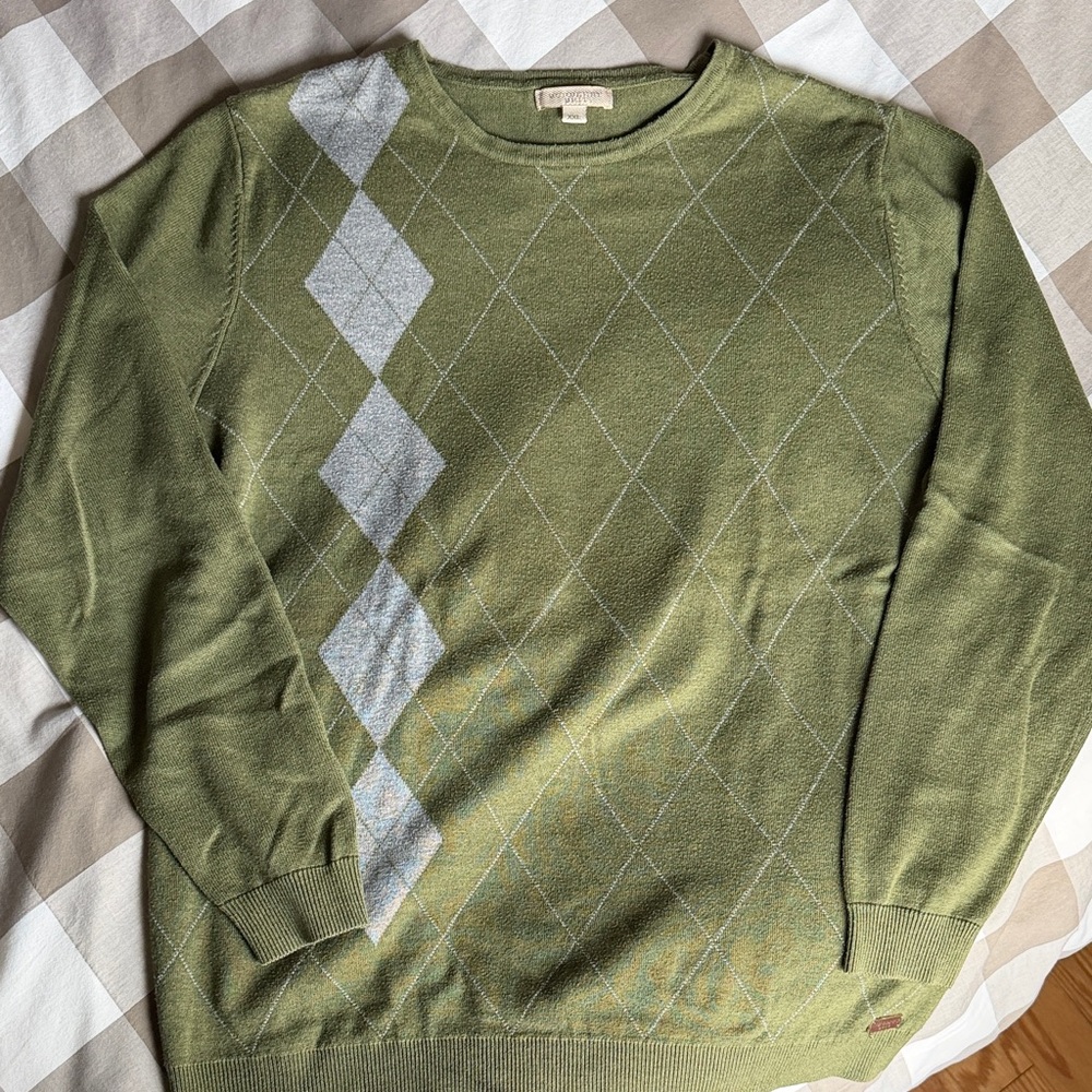 Burberry Olive Argyle Crewneck Sweater